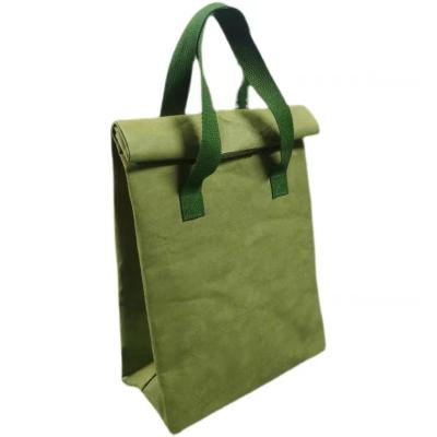 China Factory Top Army Green Color BSCI Lunch Tote Bag Heat Insulation Roll Wrapping Paper Cooler Reusable Catering Bag Black Washable Black for sale