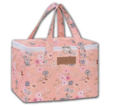 China New Product Handled Flowers Printed Bento Bag Waterproof Takeaway Portable Lunch Box Insulation Cooler Bag With Handles for sale