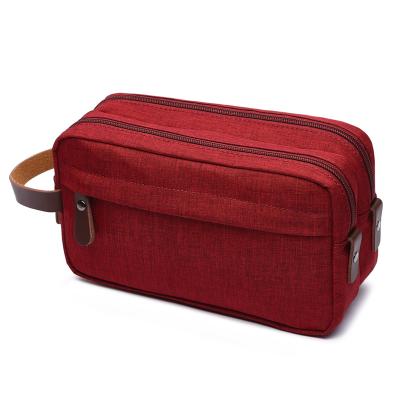 China Multifunctional High Quality Water Resistant RPET Polyester Toiletry Bag/Bathroom Organizer Bag/Beauty Makeup Cosmetic Bag With Double Layer for sale