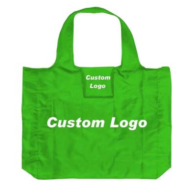 China Large Fashion Custom Printing Eco-friendly Reusable Recycled Foldable RPET Polyester Grocery Storage Shopping Bag Foldable Packaging for sale