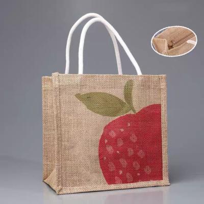 China 100% Eco-Friendly Fancy Gift Customs Printed Organic Natural Eco Recycle Carry Reusable Medium Shopping Tote Burlap Foldable Bag With Handles for sale