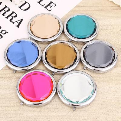 China Crystal Beauty Mirrors Bridal Shower Colorful Double Sided Favors Double Side Deal Crystal Makeup Mirror from Diamond Com Metal for sale