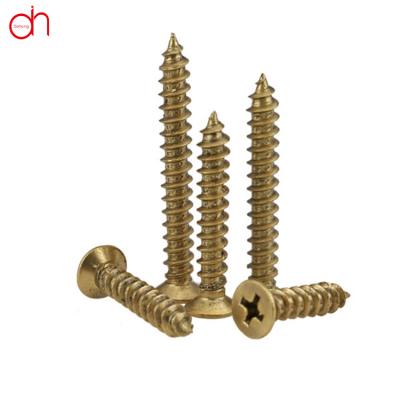 China M3 M3.5 M4 Flat Connecting Brass Countersunk Head Self Tapping Furniture Decorative Screw for sale