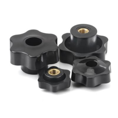 China Heavy industry customization size copper wire black star knob quick release knobs plastic star shape insert nut for sale