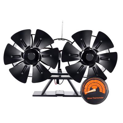 China Hotel Home Hotel Home Wood Fireplace Heater Twin Blades 12 Blades Ecofan Double Head Indoor Pellet Fan Top Stove Wood Fireplace Sets for sale