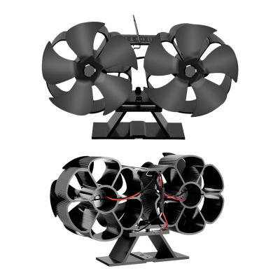 China Hotel Double Headed Heat Powered Eco Wood Burning Stove Circulation Fan Low Noise for sale