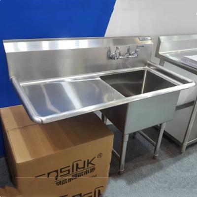 China Without Faucet Commercial American Style Kitchenware Stainless Steel High Quality Single Sink With Left Drainer for sale