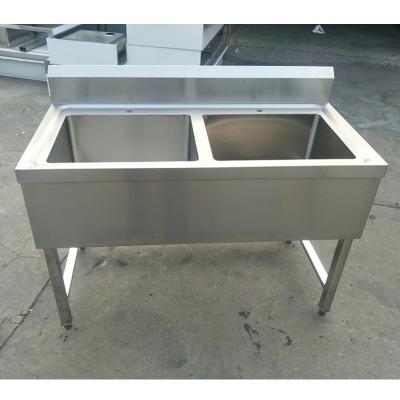 China Without Faucet Double Bowl Free Standing Heavy Duty Stainless Steel Sink Rack Table Top Kitchen Sink for sale