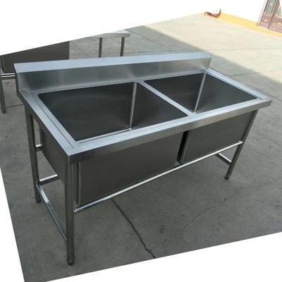 China Without Faucet Restaurant Kitchen Equipment High Quality Stainless Steel 201 Double Sink Sink for sale