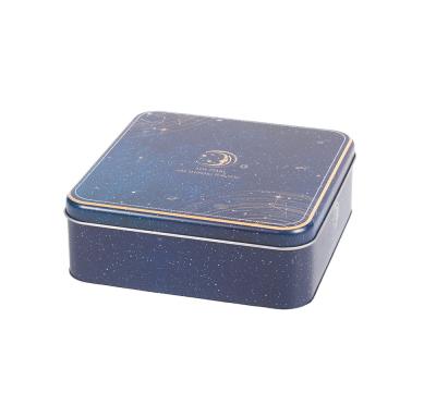 China Wholesale Recyclable Customized Printed Emboss Square Food Grade Biscuit Tin Container Metal Cookie Tin Boxes for sale