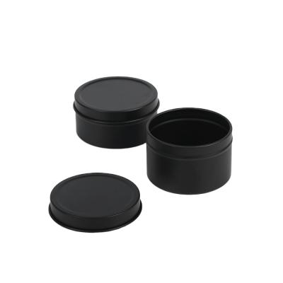 China Recycled Materials OEM Wholesale Small Empty Matte Black Mini Flat Tin Can 2oz Black Tin Container for sale