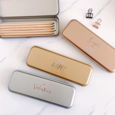 China Custom Packaging Custom Printing Rectangle Tin Box Recyclable Wholesale Custom Tin Box Pencil Case Tin Box for sale