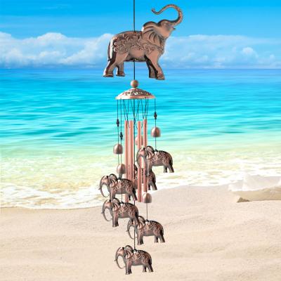 China Retro Rustic Outdoor Metal Aluminum Elephant Stainless Steel Tube Decoration Garden Patio Wind Chime Copper Wind Chime for sale