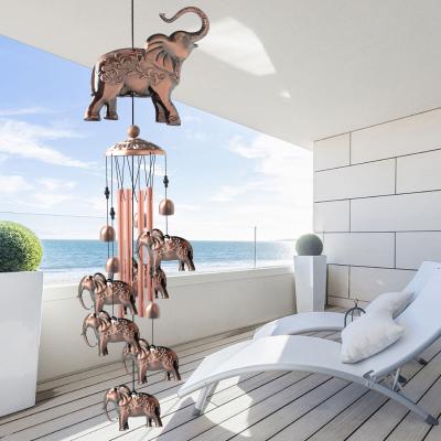 China Retro Metal Rustic Aluminum Elephant Stainless Steel Tube Decoration Garden Patio Wind Chime Outdoor Copper Wind Chime for sale