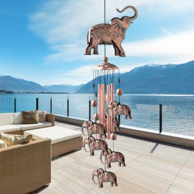 China Rustic Aluminum External Deep Elephant Wind Chimes Metal Stainless Steel Tube Decoration Garden Patio Retro Wind Chimes for sale