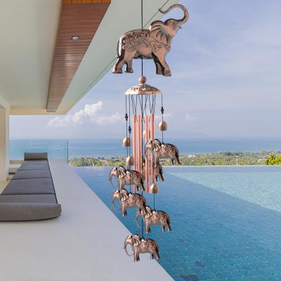 China Retro Metal Rustic Aluminum Elephant Stainless Steel Tube Decoration Garden Patio Wind Chime External Deep Wind Chime for sale