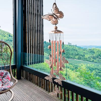 China Stainless Steel Rustic Metal Decoration Garden Patio Aluminum Tube Wind Chimes Retro Clearance Butterfly Outdoor Wind Chimes for sale