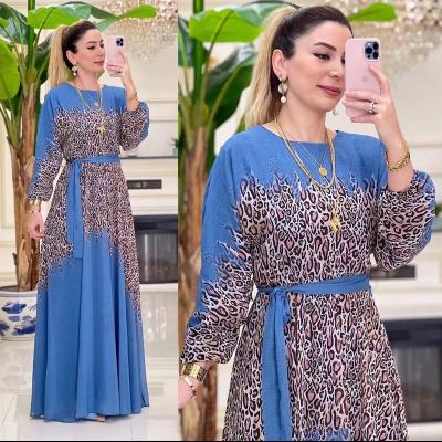 China High Quality TRANSLUCENT Dubai Islamic Clothing Casual Dresses Print Leopard Print Summer Muslim Dresses For Women for sale