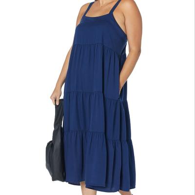 China Anti-wrinkle women summer dresses casual outfits high quality spaghetti strap dresses for plus size women for sale