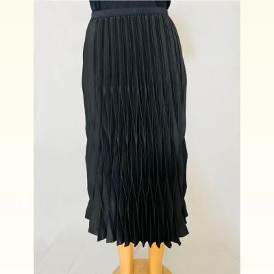 China Hot-selling Anti-static Products Summer Irreguiar Ladies Elegant Silk Midi High Waist Solid Pleated Skirt for sale