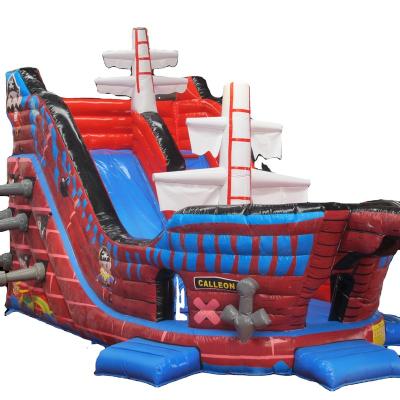 China PVC Bouncy Castle Inflatable Outdoor Children Amusement Park Pirate Ship Inflatable Trampoline for sale