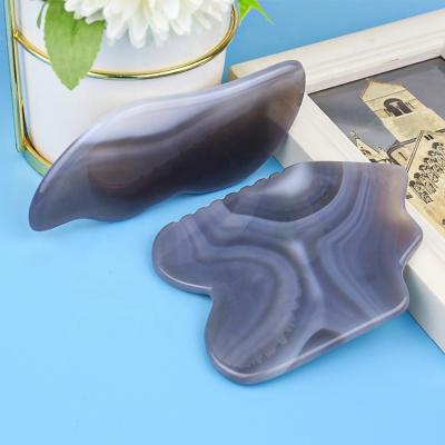 China Blue Green Agate Jade Gua Sha Set Jade Acupressure Body Beauty GuaSha 100% Natural Crystal Quartz Jade Stone Rose Care for sale