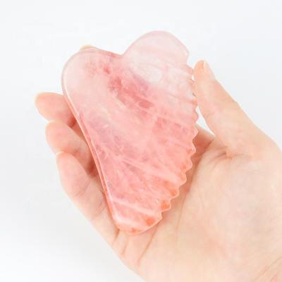 China Natural Stone Chinese Gua Sha Scraper Rose Quartz Jade Guasha Board Body Tools Neck Body Acupuncture Spa Acupuncture Scraper Therapy for sale