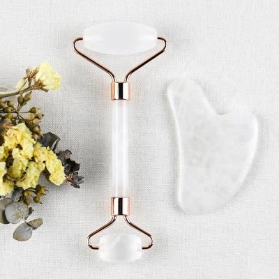 China Whitening Face Roller Massager Face Roller Massager Cervical Skin Care Whitening Tool White Quartz Jade Roller Clear Quartz for sale