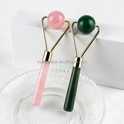 China Whitening Wholesale Price Quiet Natural Quartz Massage Roller Facial Green Aventurine Jade Roller Gua Sha Set With Box For Skin Care for sale