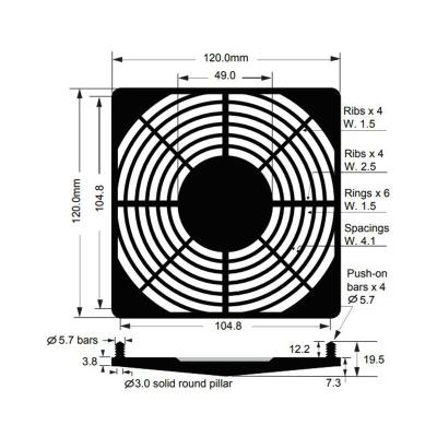 China Direct Plastic Commonwealth Refrigeration Parts Factory Supply Guard For 120mm Fan for sale