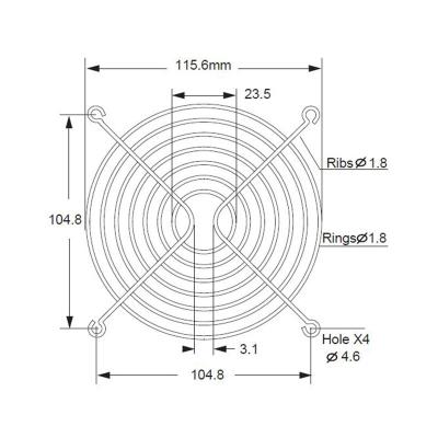 China Refrigeration Parts Low Price 4.6mm Hole Commonwealth B9 Metal Grill For 250mm Fan for sale