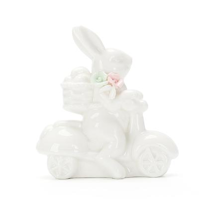 China Lowest Price Folk White Porcelain Decoration Easter Quality Excellent Art Ceramic Rabbit for sale