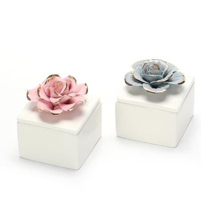 China New Style Wholesale Ceramic Trinket Jewelry Container Decorative Custom Jewelry Box With Lid for sale