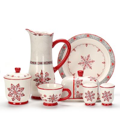 China Household Exquisite Ceramic Kitchenware China Snowflake Pattern Tableware Products Mug for sale