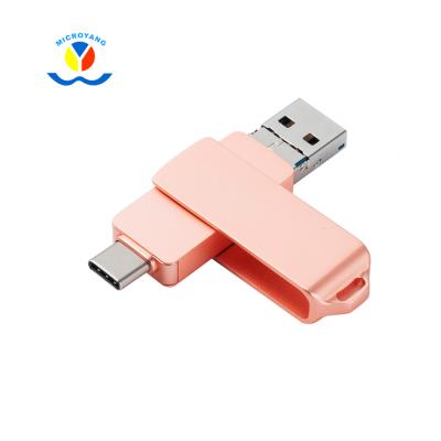 China Metal USB 2.0 32GB 64GB 128GB Type-C Flash USB Drive 3.0 Swivel Pen Drive For Android/Huawei for sale