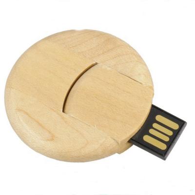 China Custom Wooden Round Shape Swivel Rectangle USB Flash Drive 4GB USB Stick for sale