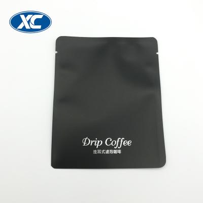 China Moisture Proof Reusable Matte Black Drip Sachet 3 Sides Sealed Packaging Coffee Bag for sale