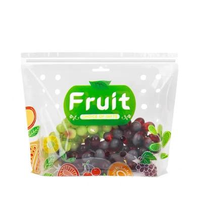 China Transparent Resealable Barrier Fresh Fruit Vegetables Plastic Zipper Packaging Bag With Air Hole And Handle for sale