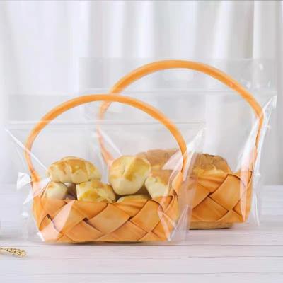 China Reusable Safety Deli Sandwich Bags Bread Handle Zip Lock Snack Packing Bag Die Cut Pack Zipper Pouch for sale