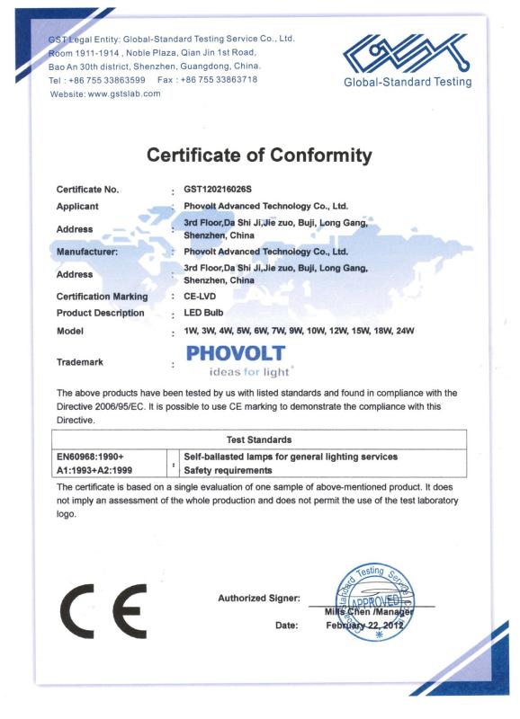 CE-LVD - Phovolt Advanced Technology Co. Limited