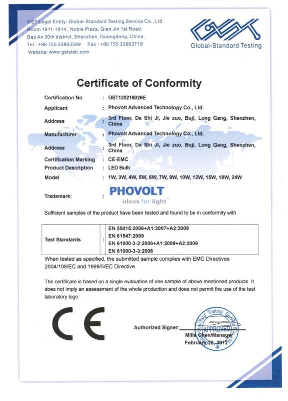 CE-EMC - Phovolt Advanced Technology Co. Limited