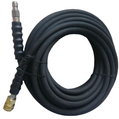 China Washing Cleaning Hosing 50 ft 4500 PSI Double Fabric Weaving 3/8 Stainless Steel 3/8 Plug Connector Copper High Quality Rubber Wire High Pressure Hose for sale