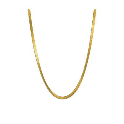 China CLASSIC Classic Stainless Steel 18K Gold Plated Women's Venice Flat 5mm Snake Chain Choker Necklace for sale