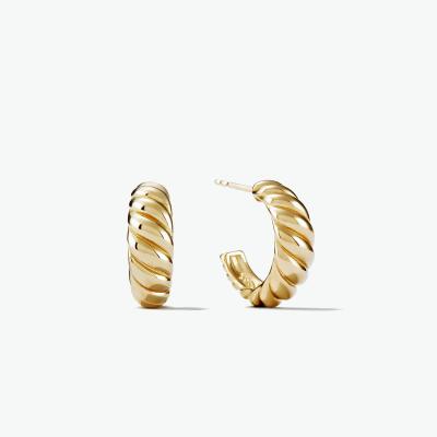 China C-Shaped Bagel Chunky Hoop Earrings Women Crescent 18k Gold Retro Temperament Environmental Friendly Elegant Female Jewelry for sale