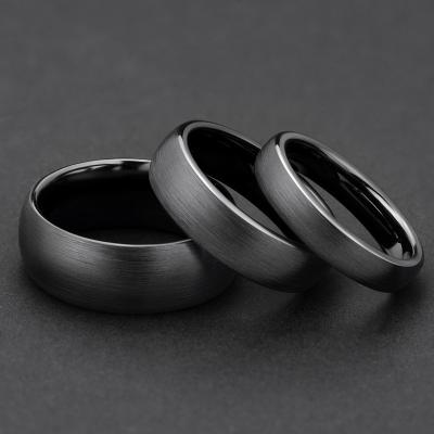 China Environmental Friendly Matte Ceramic Ring For Men Women 4/6/8mm Width Tendy Brushed Tungsten Male Wedding Ring Black for sale