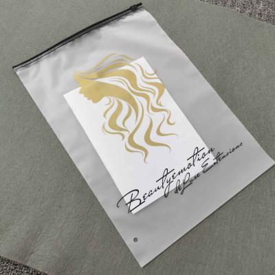 China Custom Recyclable Frosted Poly Bags Plastic Bag With Printing Black Zip With Circle Ring for sale