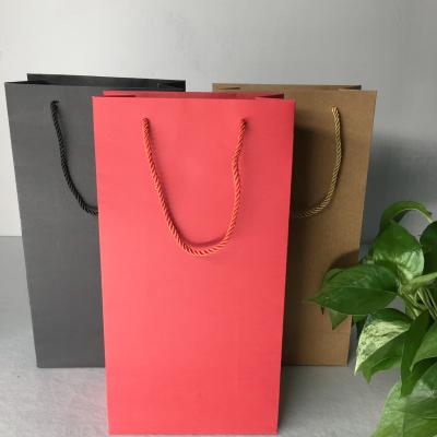 China Recyclable Custom Print Gift Carry Packaging Single Wine Bottle Art Paper Bag For Wine for sale