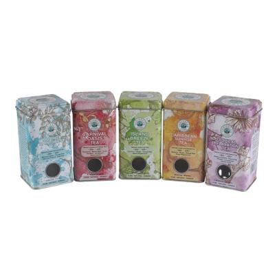 China Square tea tin can coffee tin coffee tin guan box metal tin can with clear window for sale