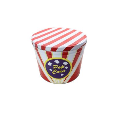 China Popcorn Cookies Candy Wrapper 1.0/2.0/3.5/6.5 Gallon Metal Round Empty Packing Popcorn Food Grade Tin Bucket for sale