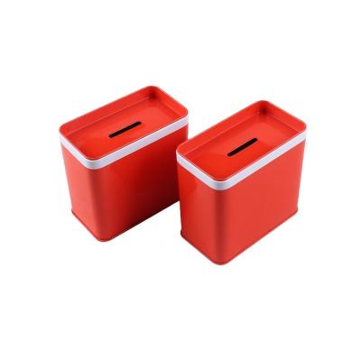 China Coin Tin Customize Rectangular Shaped Coin Bank Tin Box / Saving Boxes Customized for sale